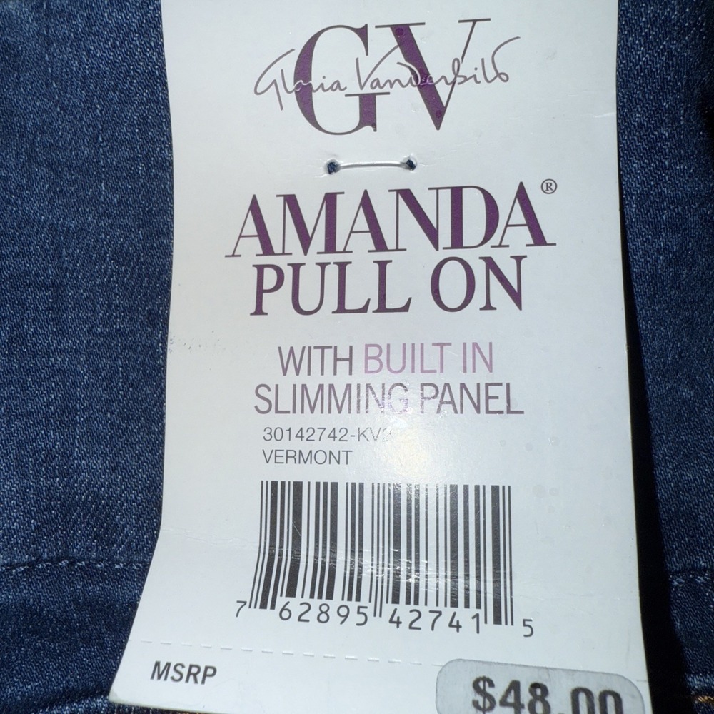 Gloria Vanderbilt Pull On Denim Jeans 18 Short Slimming Panel Amanda Vermont NWT - Picture 16 of 16